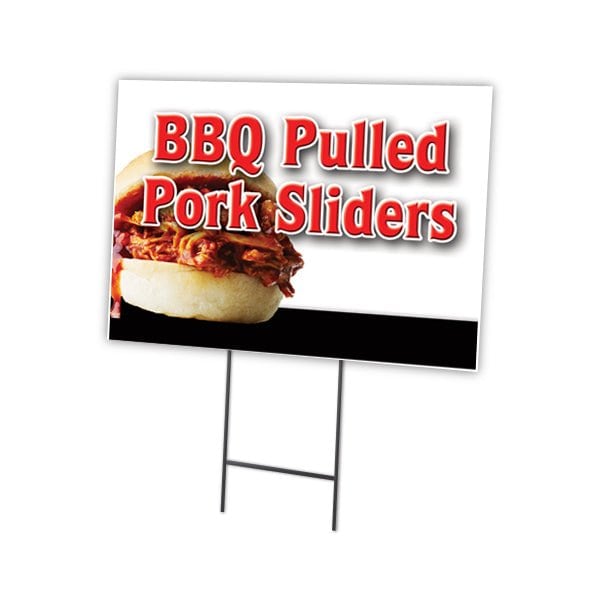 Signmission Bbq Pulled Pork Sliders Yard & Stake outdoor plastic coroplast window, 1216-Bbq Pulled Pork Sliders C-1216-DS-Bbq Pulled Pork Sliders - main